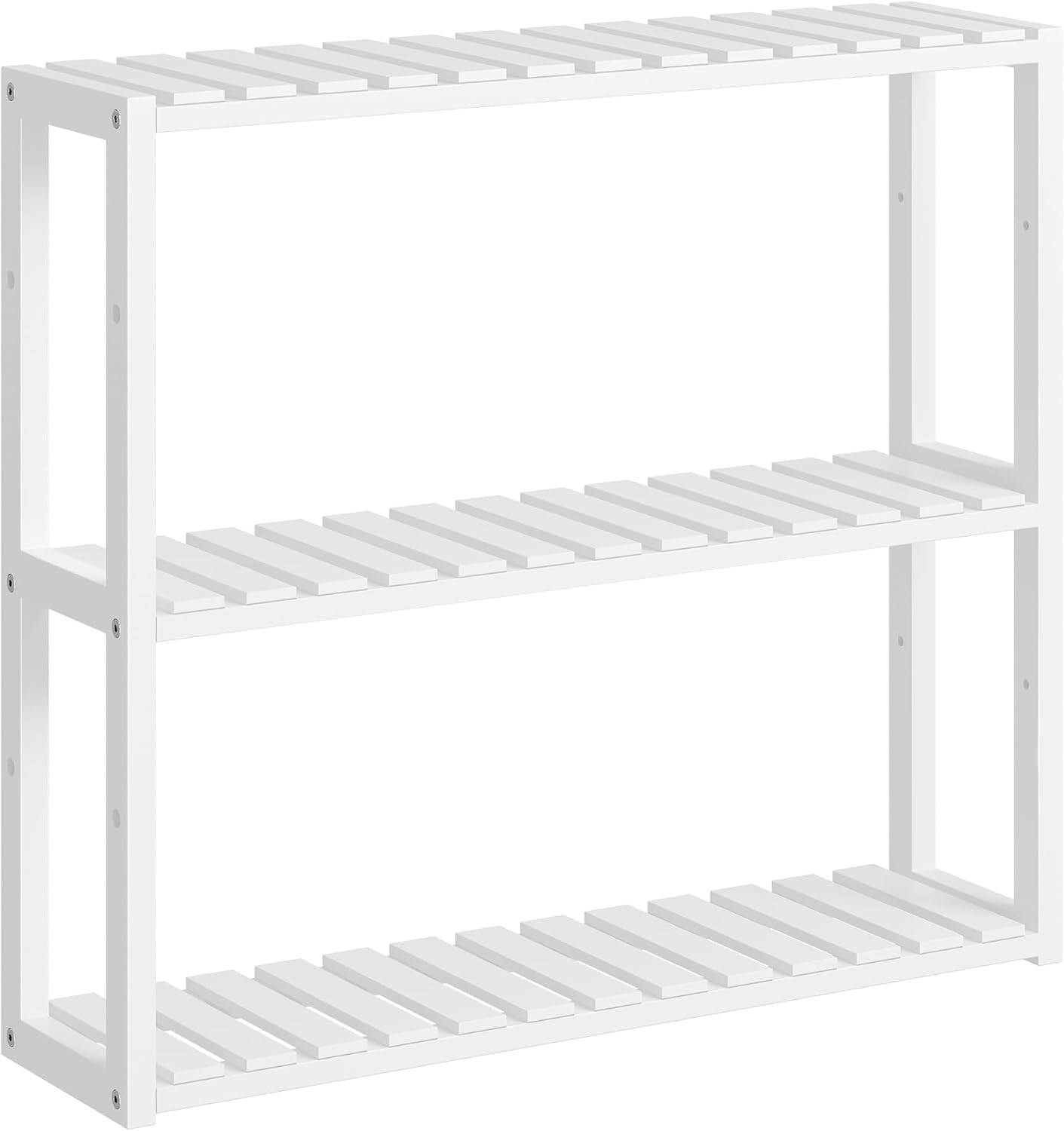 3-Tier Adjustable Bamboo Bathroom Shelf, Wall Mounted or Freestanding Plant & Storage Rack, Cloud White