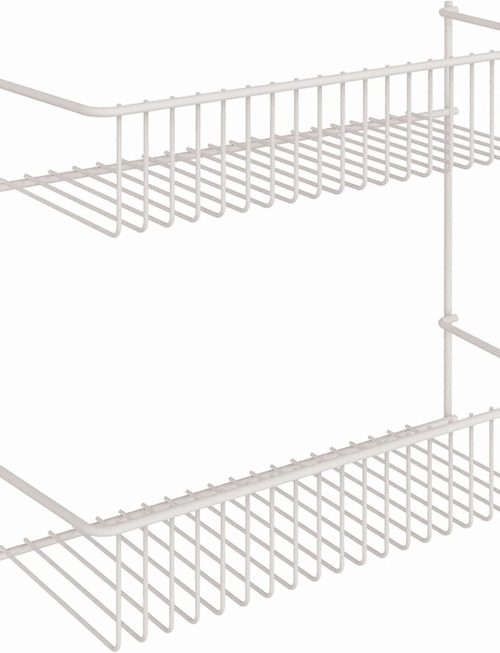 2-Tier White Wall Storage Rack, Compact Wall Mounted Organizer Shelf for Bathroom, Kitchen & Laundry Room