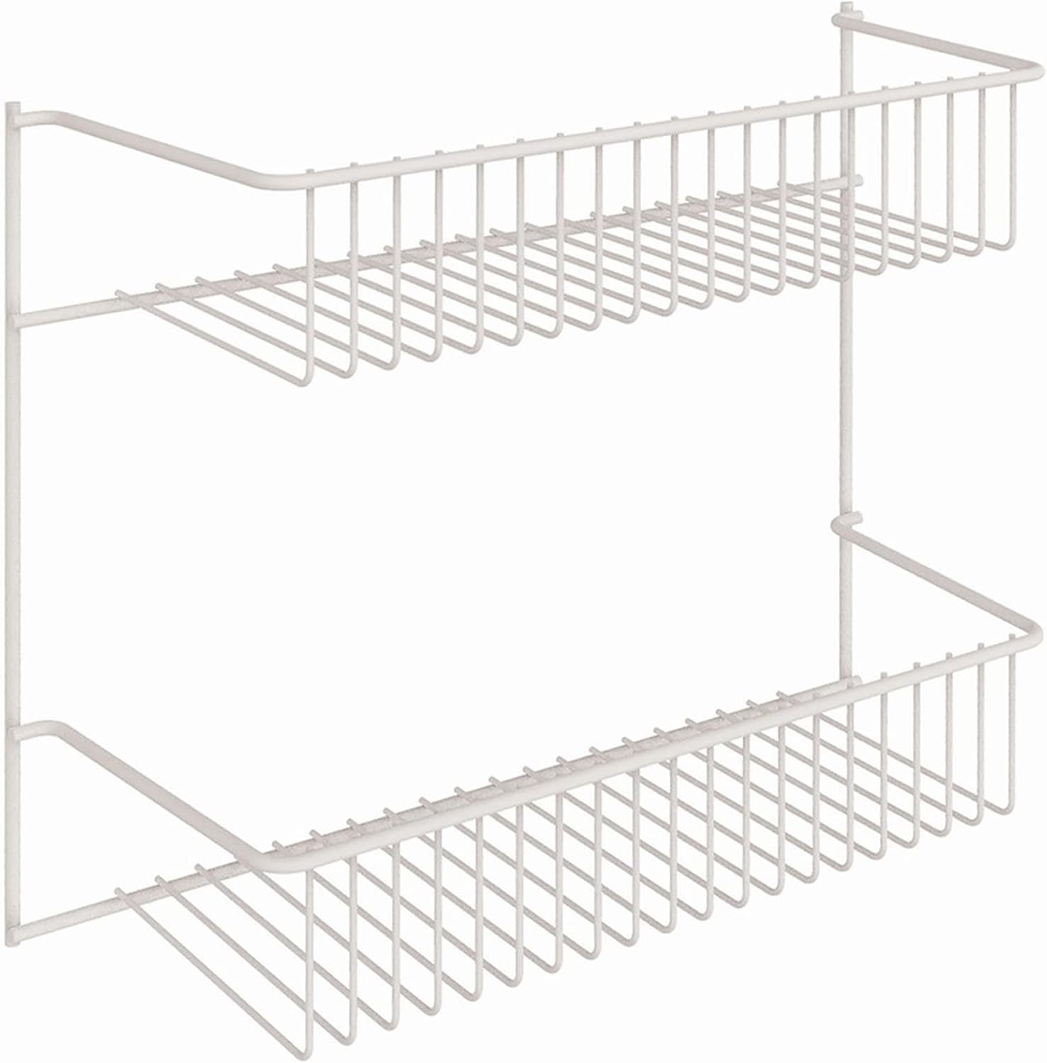 2-Tier White Wall Storage Rack, Compact Wall Mounted Organizer Shelf for Bathroom, Kitchen & Laundry Room