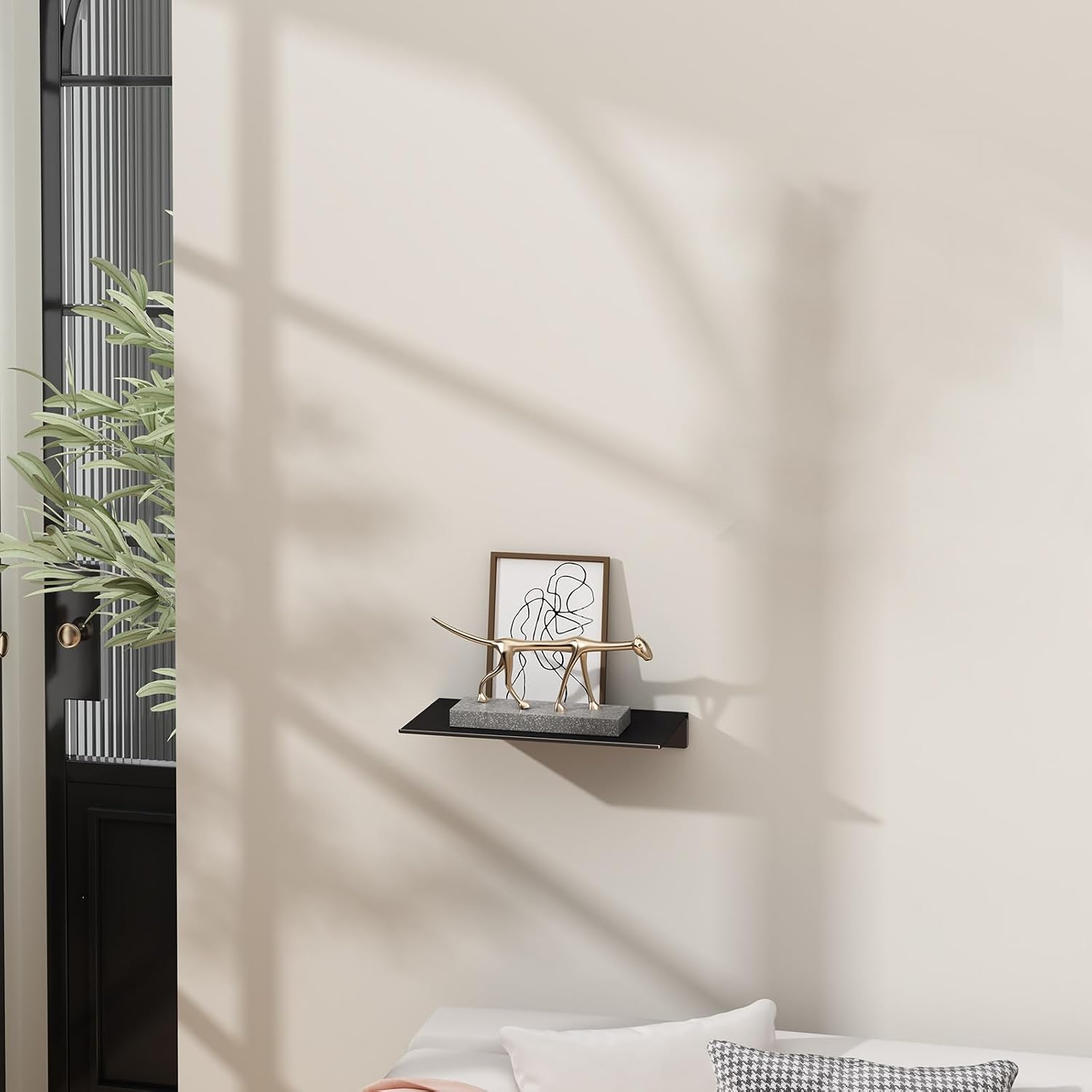 8-Inch Mini Metal Floating Shelf, Wall Mounted Storage Organizer for Bathroom, Kitchen, Bedroom & Living Room, Matte Black - Image 2