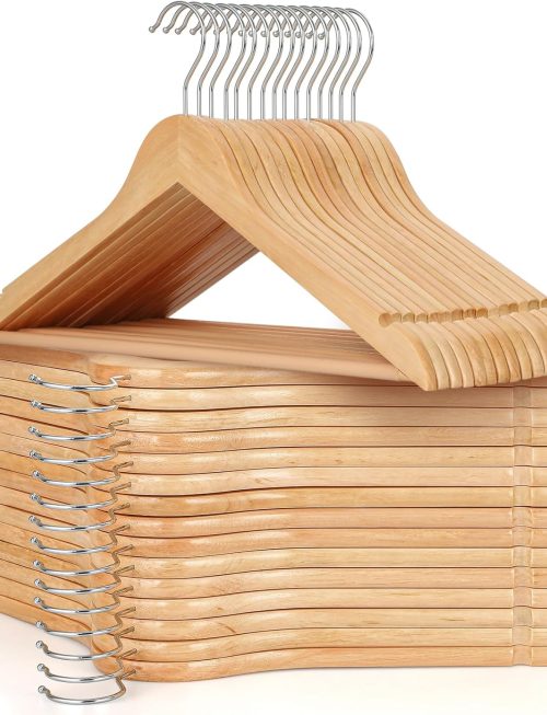 Natural Wooden Clothes Hangers Set